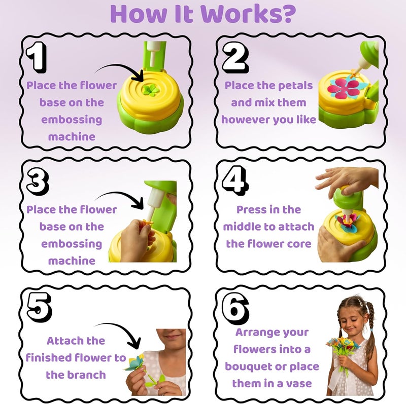 TOMLEON Fabric Flower Bouquet Craft Kit for Girls Ages 3+ – Create Reusable Fabric Flowers with Press Tool & Stems – Endless DIY Bouquets – No Glue, No Sewing – Perfect Creative Gift for Kids - Image 5